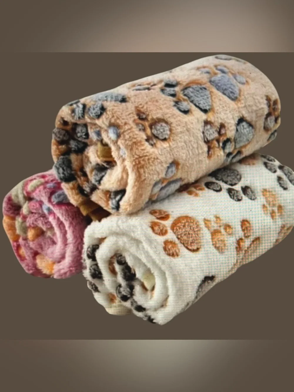 Pack of 3 Warm Pet Blanket Mats NWOT – Small Paw Print Fleece Dog & Cat Blankets
